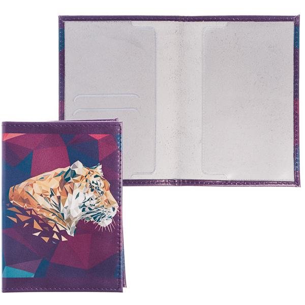 Обложка для паспорта "Тигр 3D" из кожи 137*95 мм