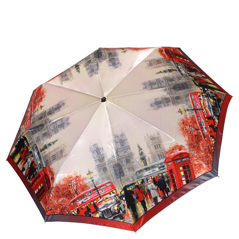 Зонт женский суперавтомат Fabretti, 3 сложения, сатин