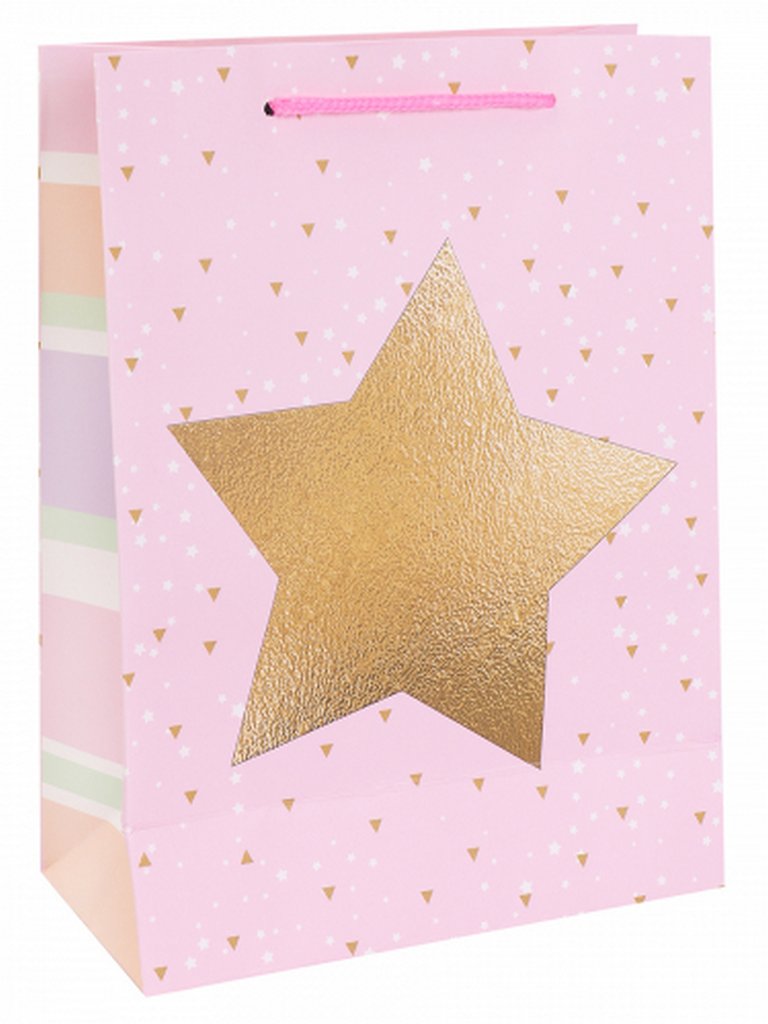 Пакет бумажный 18*24см матовый "Золотая звезда" тисн. фольгой