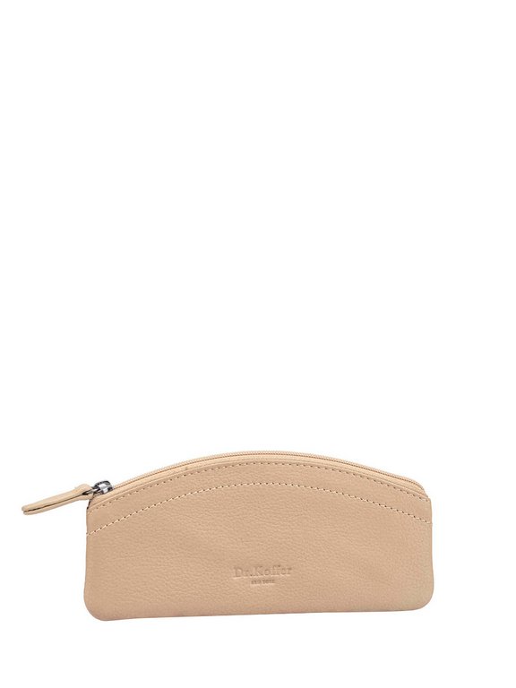 Футляр для очков Dr.Koffer, 7,5*17*0,5см, нат. кожа, на молнии, бежевый