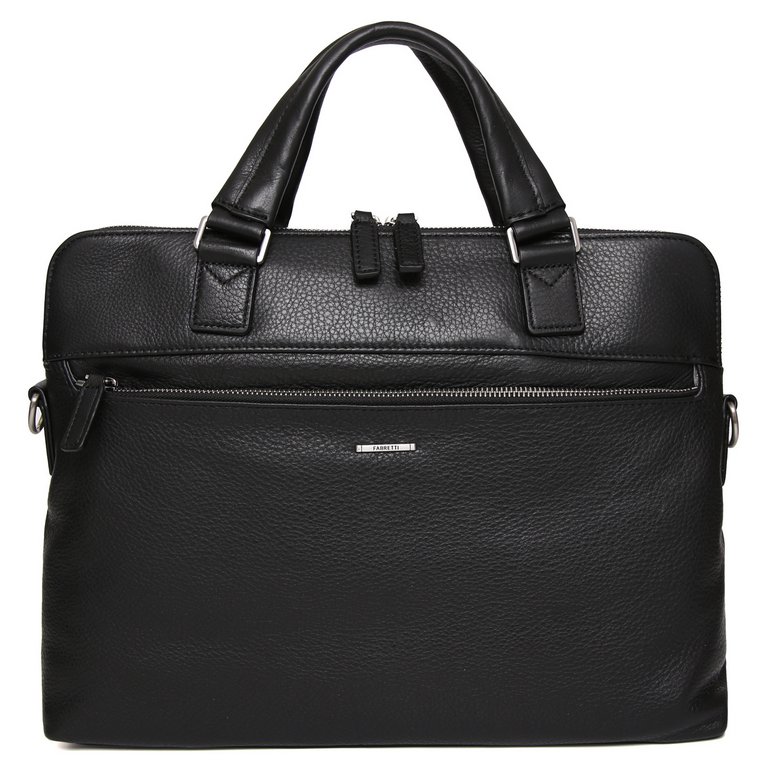Сумка мужская FABRETTI 38*27*9, нат. кожа, черный