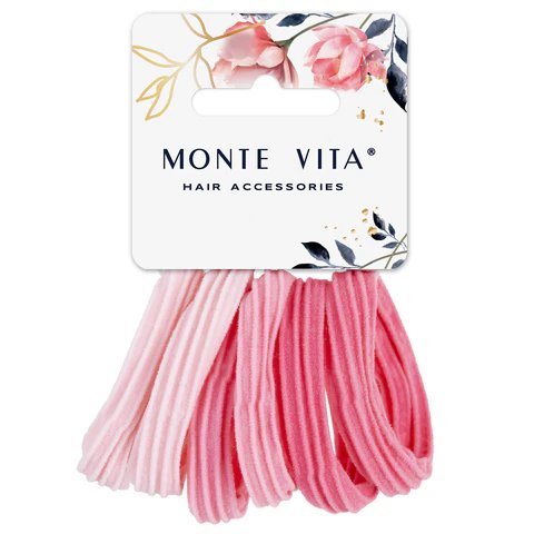 Резинки для волос в наборе 6 шт,  4,5см цв. розовый MONTE VITA