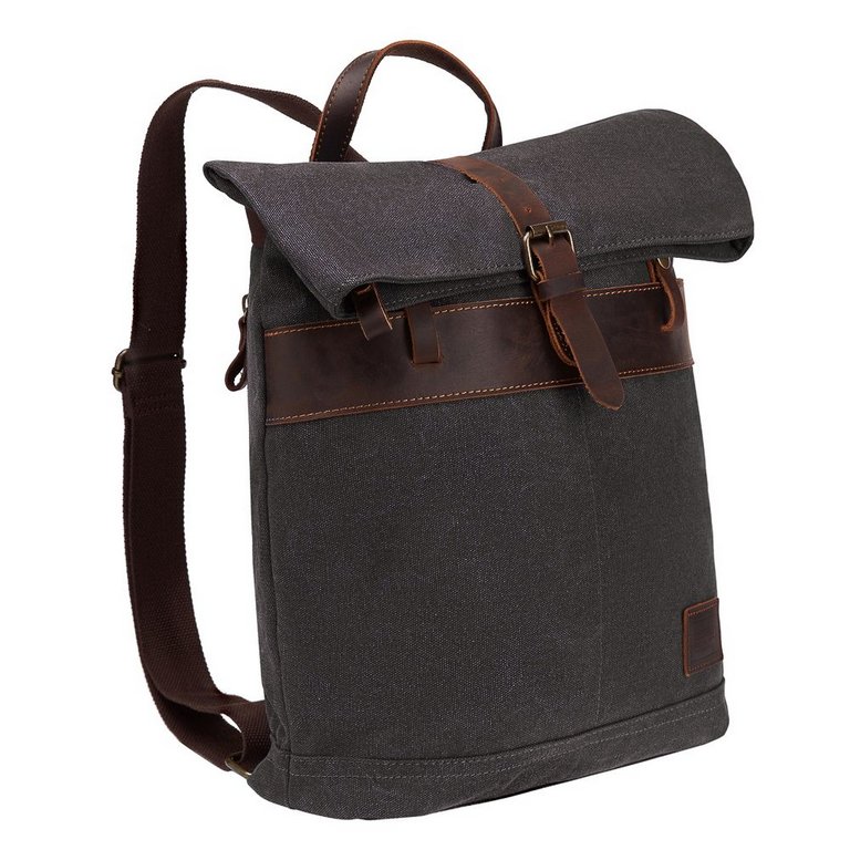 Рюкзак молодежный мужской  Dr.Koffer натуральная кожа/текстиль 36*31*10см, серый