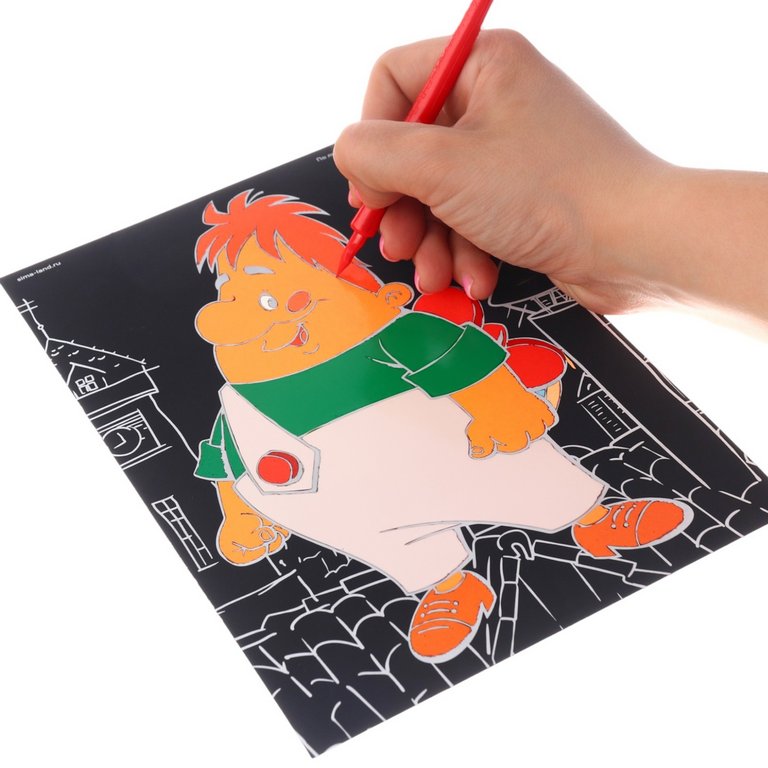 Гравюра 15*21см цветная "Малыш и Карлсон" Союзмультфильм