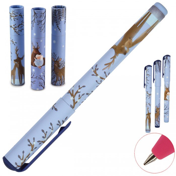 Ручка шариковая Bruno Visconti в тубусе "DreamWrite. Олененок"  0,7мм синяя (линия 0,5мм)