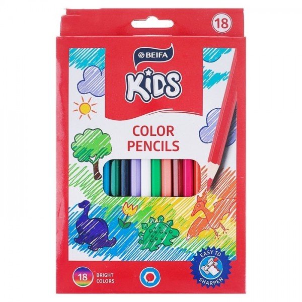 Набор карандашей  18 цв. Beifa «Яркий мир», на масляной основе