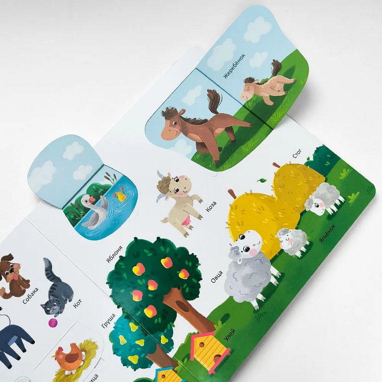 Книга детская 150 заданий с окошками "Животные" (34 окошка)