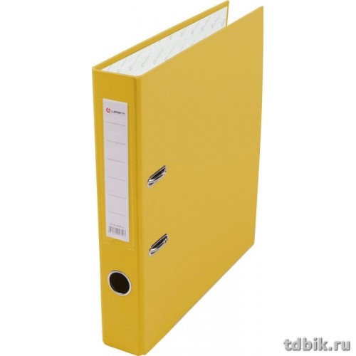 Папка-регистратор А4 50мм Lamark пл. карман на торце, метал. окантовка желтая