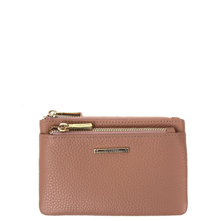 Портмоне FABRETTI женское, нат. кожа, 13,5*9*0,5см,  темно-розовый