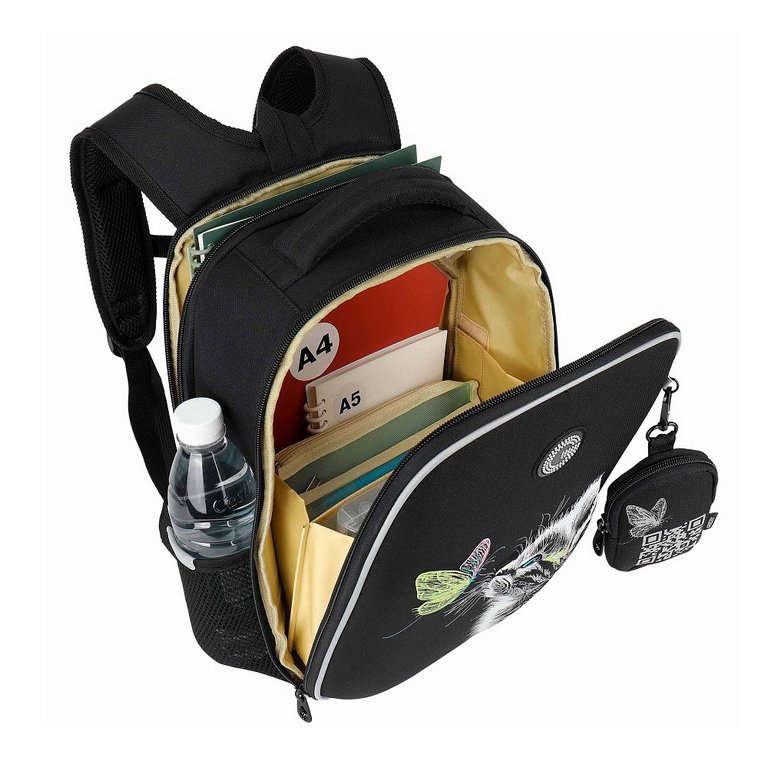 Рюкзак каркасный для девочки Grizzly 26*37*17 см., черный