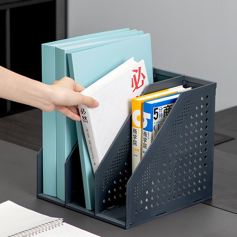 Лоток вертикальный 3-х секцион. разборный, 250*256*243 мм, серый Deli