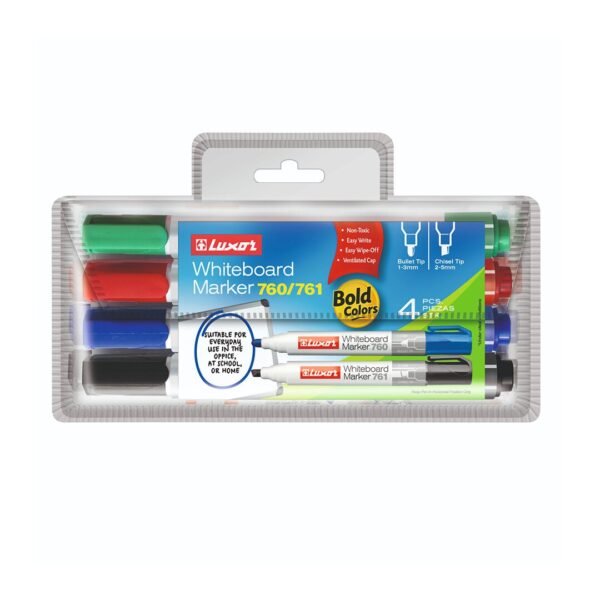 Набор маркеров для доски  4шт Luxor 3мм круглые (спиртовые)