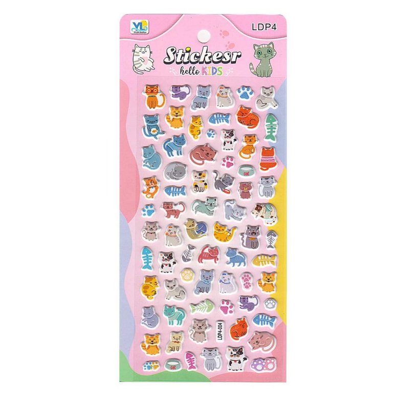 Наклейки 10 х 22см  "Котики 1" зефирные