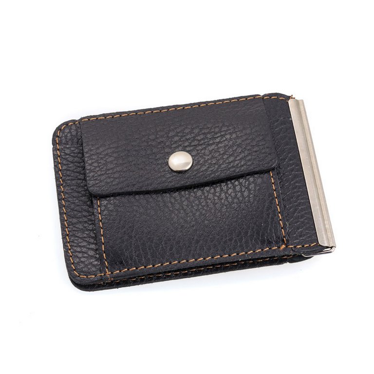 Зажим для денег "Флоттер джинс" нат. кожа, черный, с карманом для мелочи