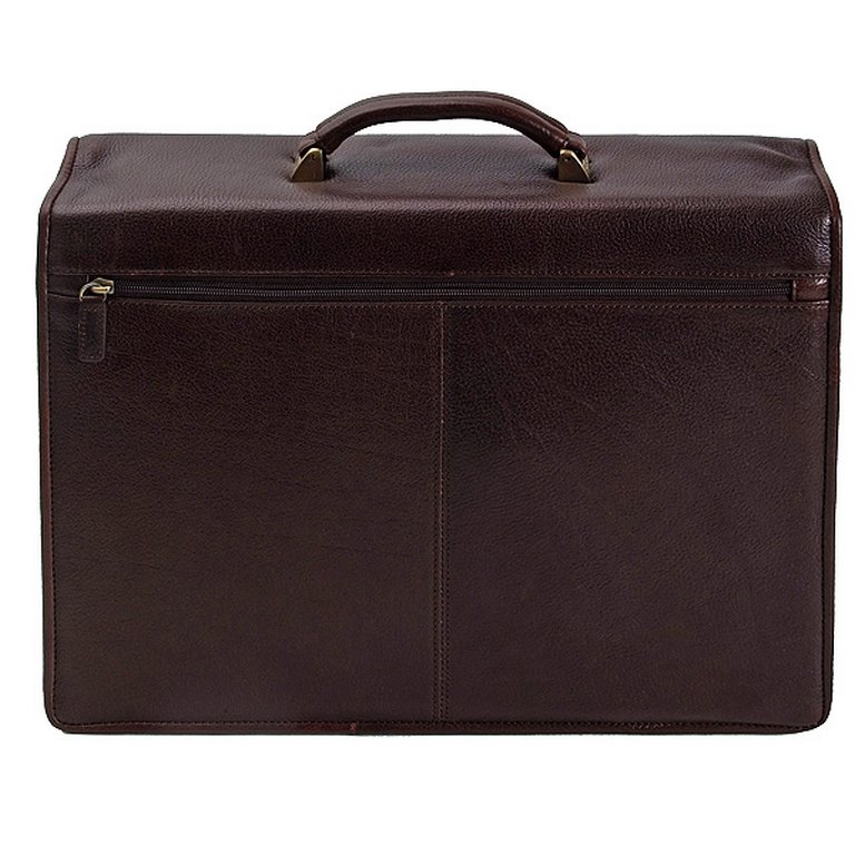 Портфель Dr.Koffer 41*31*10см, нат. кожа, со съемным плечевым ремнем, коричневый