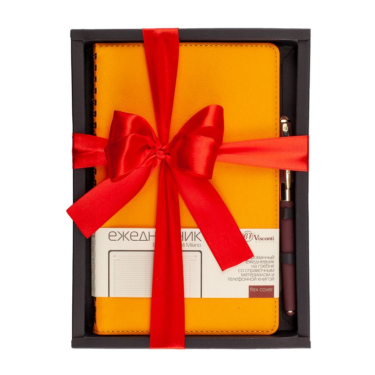 Набор подарочный BrunoVisconti "MILANO" (ОРАНЖЕВЫЙ ЕЖЕДНЕВНИК А5 + РУЧКА)