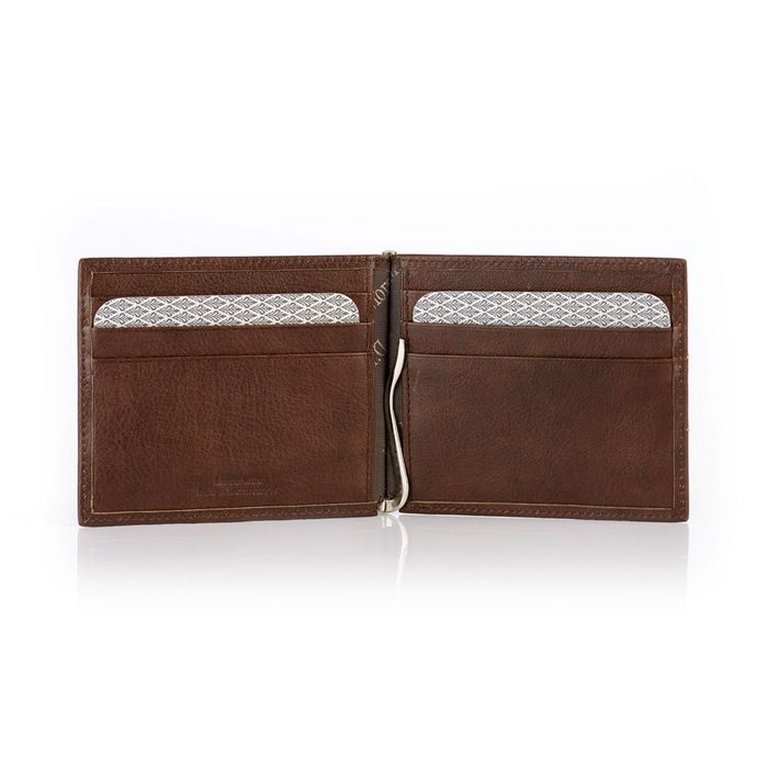 Зажим для денег D.Morelli "БОНД" нат.кожа, коричневый