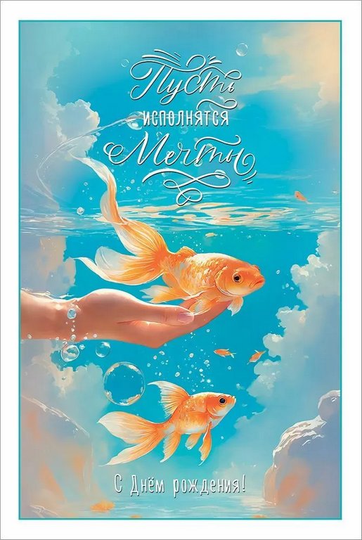 Открытка средняя "С Днем рождения!" текст