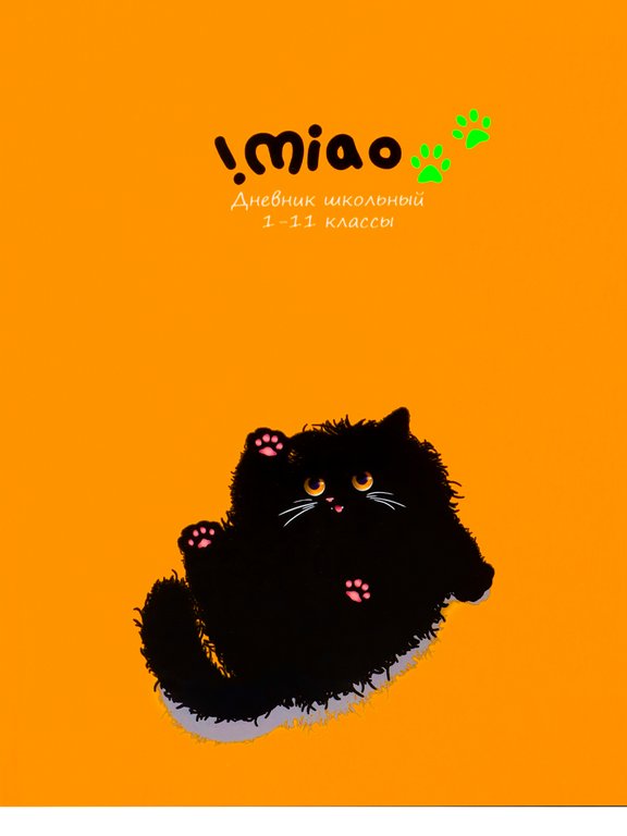 Дневник школьный Prof-Press твердая обложка, глянц. ламин. "ЧЁРНЫЙ КОТ НА ОРАНЖЕВОМ" 40л.