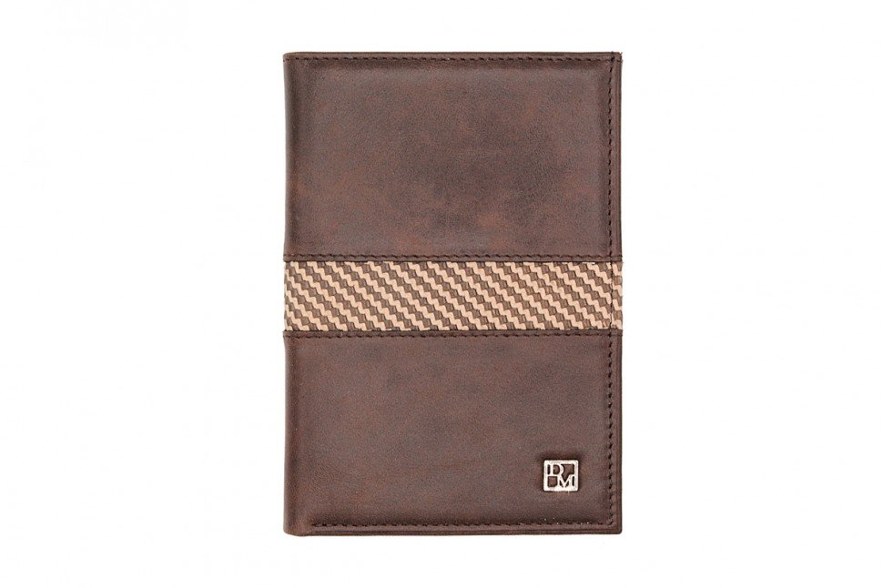 Обложка для паспорта D.Morelli "Бранд" с отделениями для карт, нат. кожа, коричневая