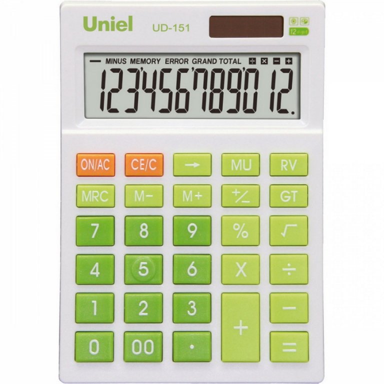 Калькулятор наст. Uniel UD-151G (12 разр.147x100x35) зеленый