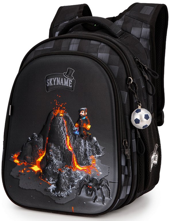 Рюкзак каркасный для мальчика SkyName (брелок мячик) 30*37*16 см