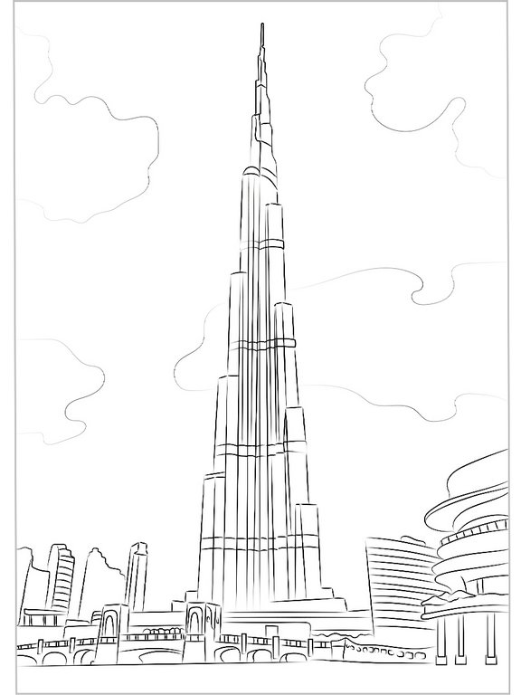 Раскраска-эскиз А4 "Улицы городов" акварельная бумага, 10 л. 200гр.