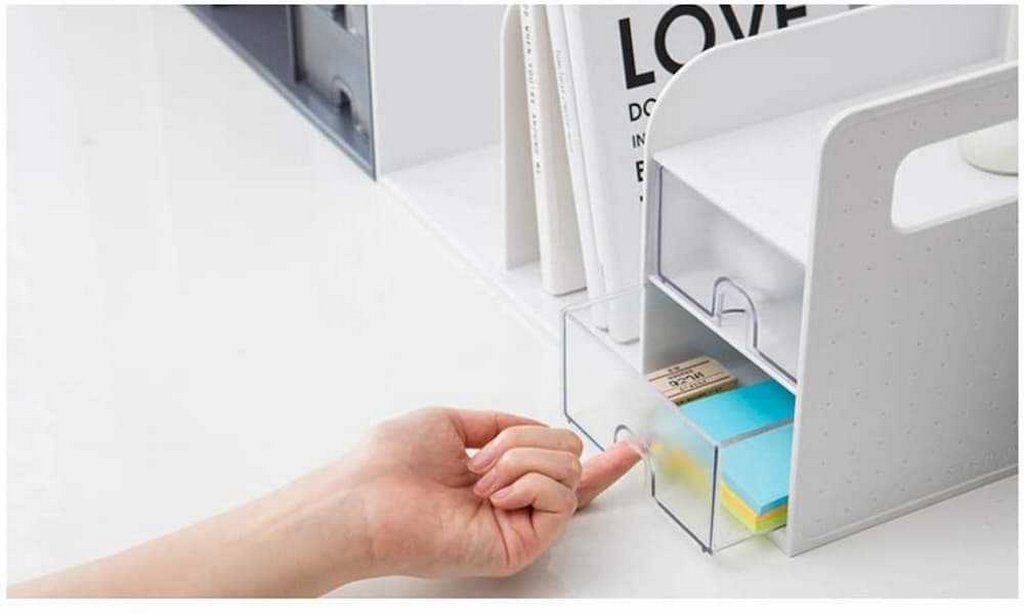 Лоток вертикальный 3-х секцион. с выдвижн. ящиками серый, Sysmax