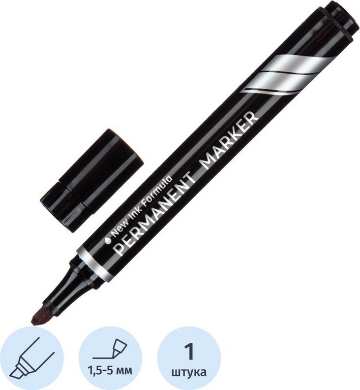 Маркер перманентный  5-1,5 мм Deli "Think" скошенный, черный