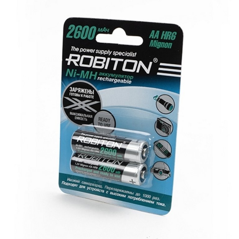 Аккумулятор R06 AA ROBITON 2600мАч BL2