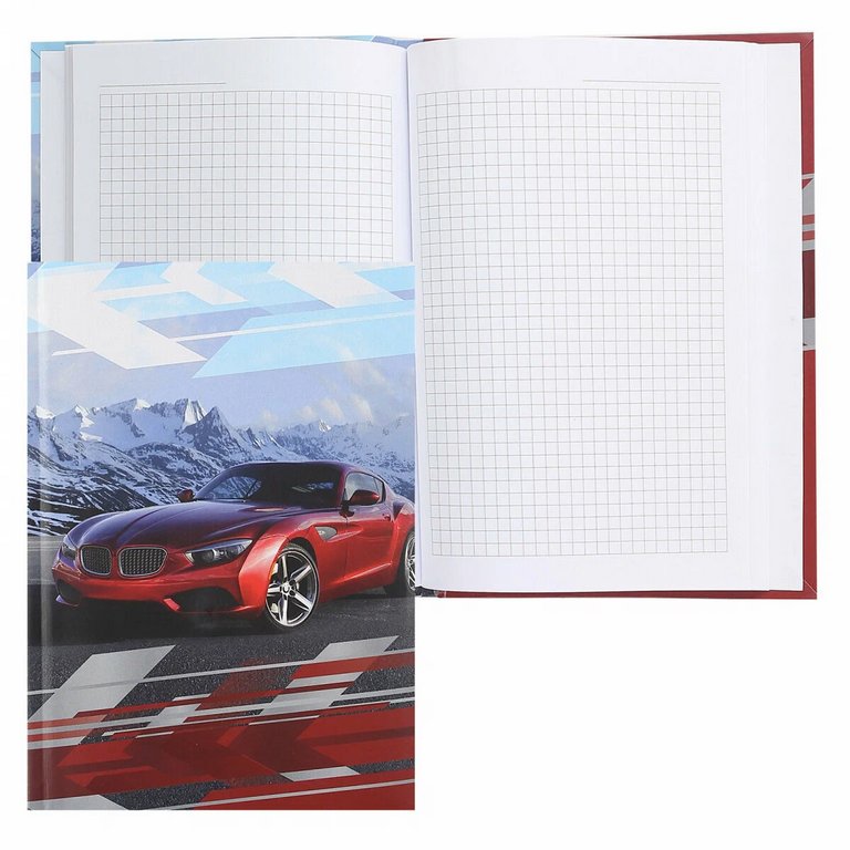 Записная книжка 148*210 мм, 80л. интегр. мат. ламин. "Красное авто" клетка, офсет