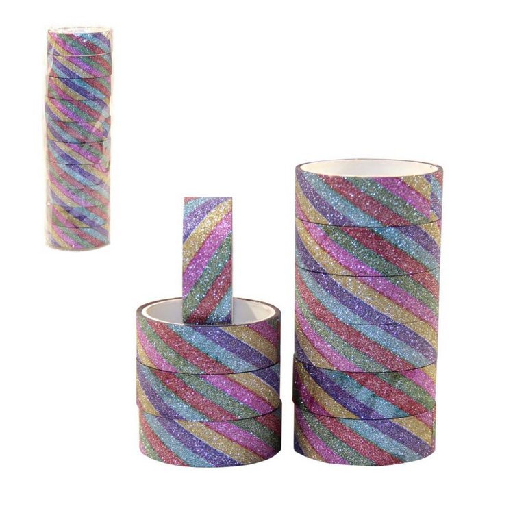 Скотч декоративный 1,5см*2,5м, разноцветный с блестками