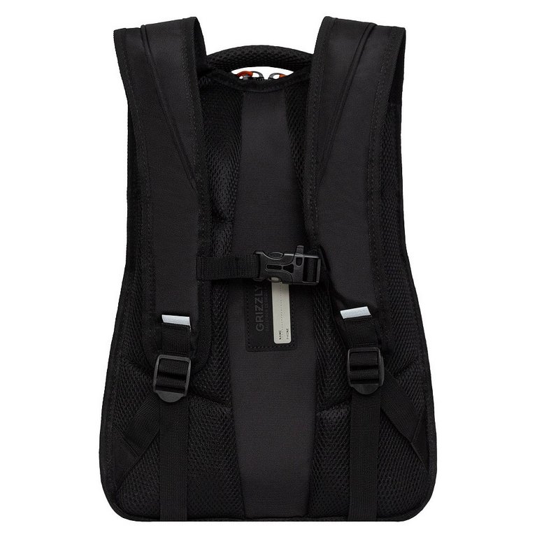 Рюкзак школьный для мальчика Grizzly 31*42*22 см, черный/оранжевый