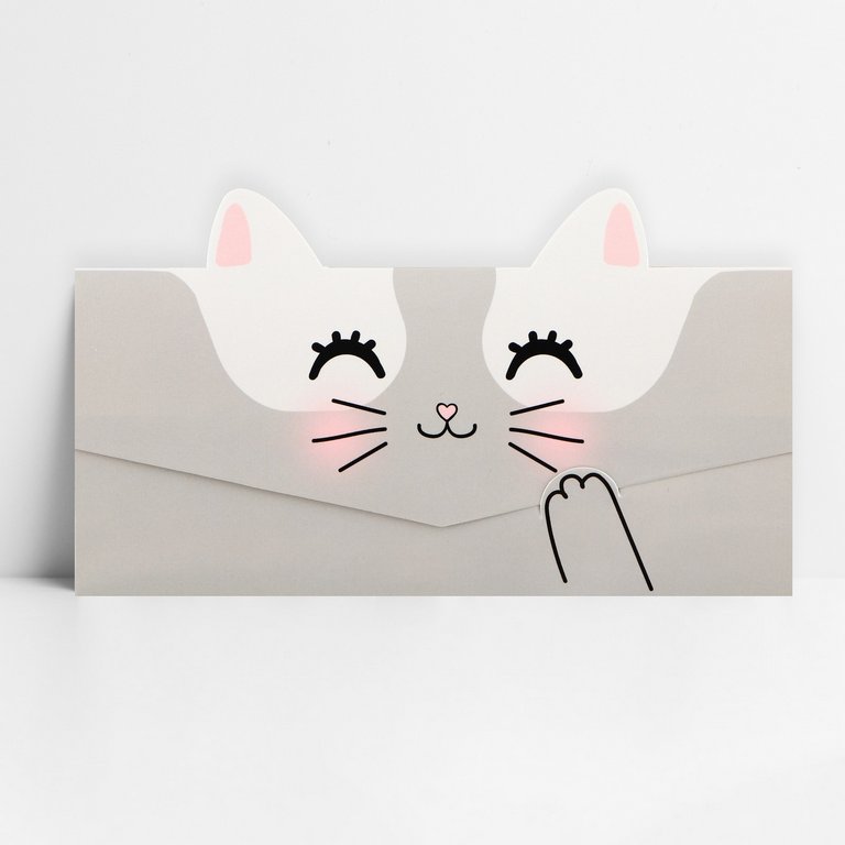 Конверт (для денег)  "Котик" фигурный