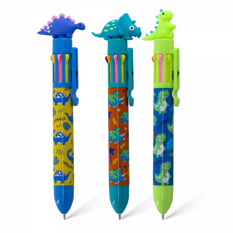 Ручка шариковая авт.  8-и цветная "Дино" Yalong 0,7мм