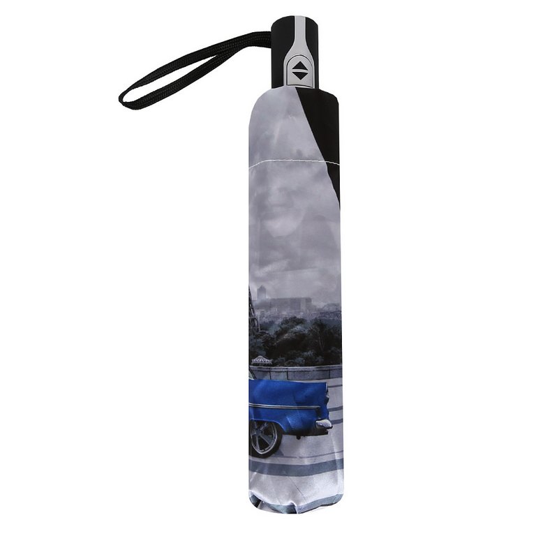 Зонт женский автомат Fabretti, облегченный, 3 сложения, сатин, черный