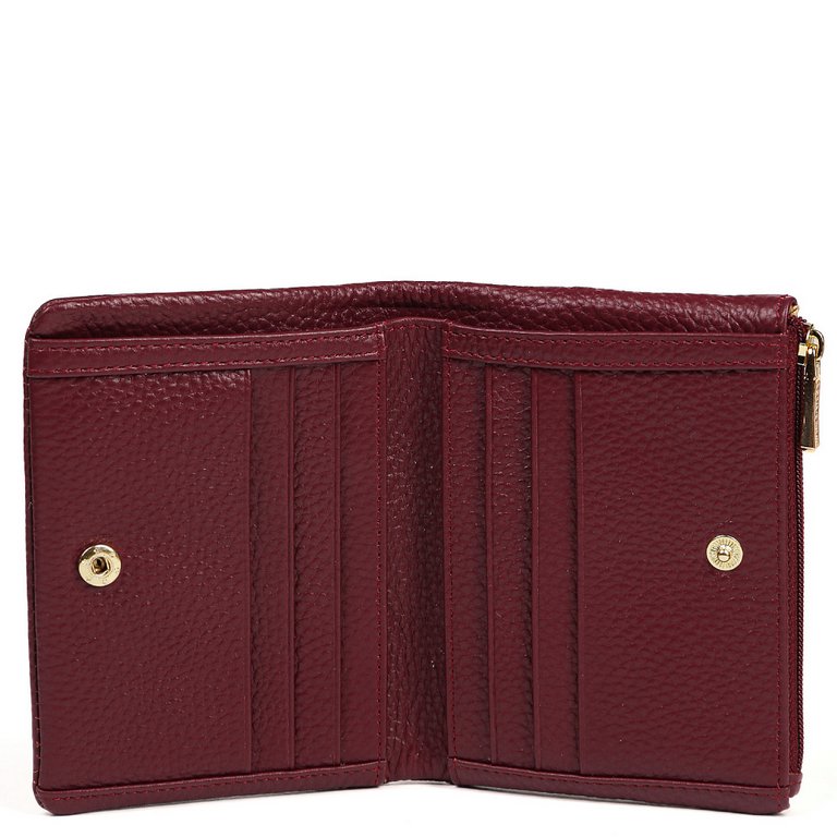 Портмоне FABRETTI женское, нат. кожа, 12*9,5*2 см, винный