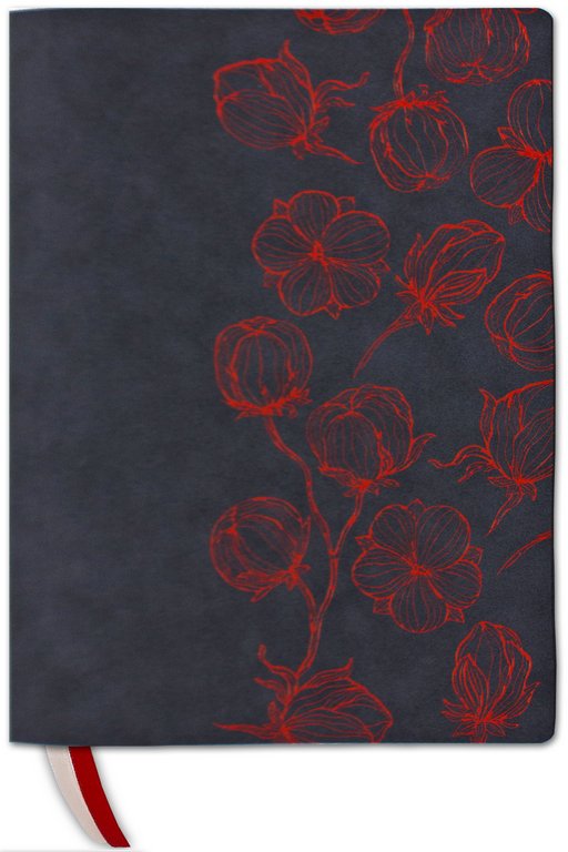 Бизнес-блокнот А4 128л., 205*270 мм, кожзам Полином "COTTON" клетка+точка, цв. серо/красный