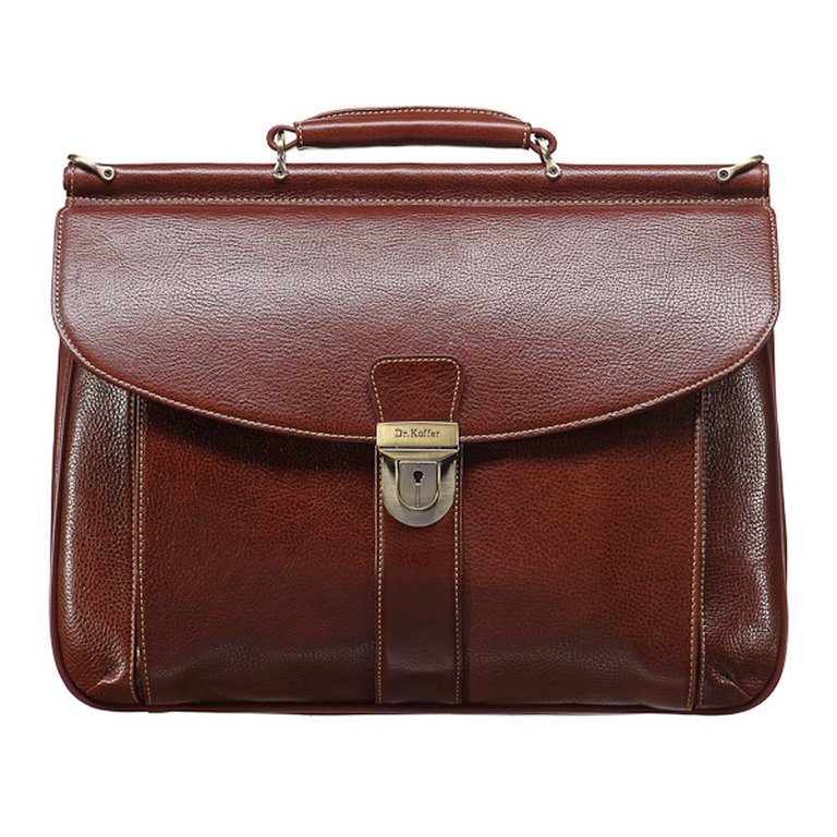 Портфель Dr.Koffer 40*31*9см, нат. кожа, со съемным плечевым ремнем, коньяк