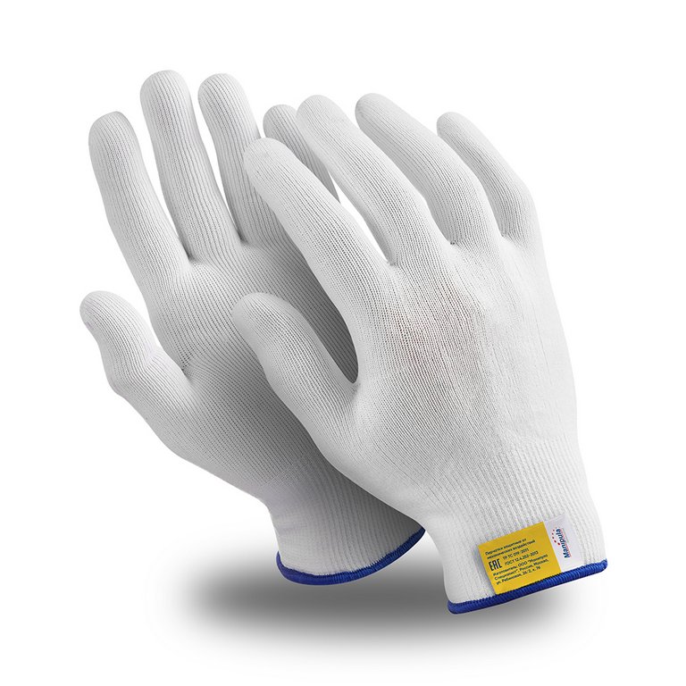 Перчатки нейлон Микрон размер 9, белые, без покрытия (MG-101)