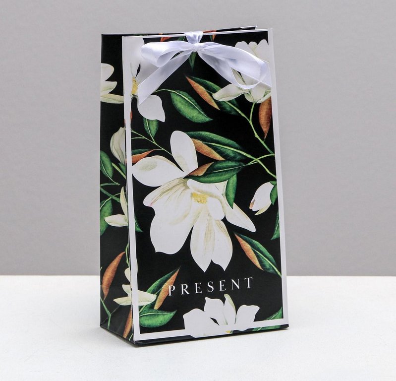 Пакет бумажный 13*23см ламинированный "Present" с лентой