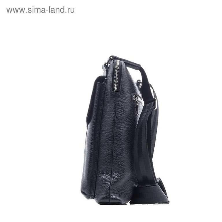 Сумка мужская D.Morelli малая, нат. кожа, с карманом, фл.черный