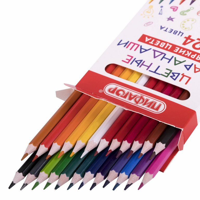 Набор карандашей  24 цв.  пласт. корпус ПИФАГОР "Классик"