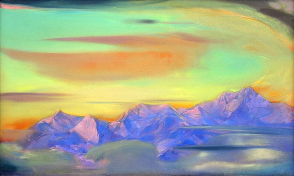 Постер на бумаге 50*70см, Н.К. Рерих "Канченджанга вечером" 1952г.