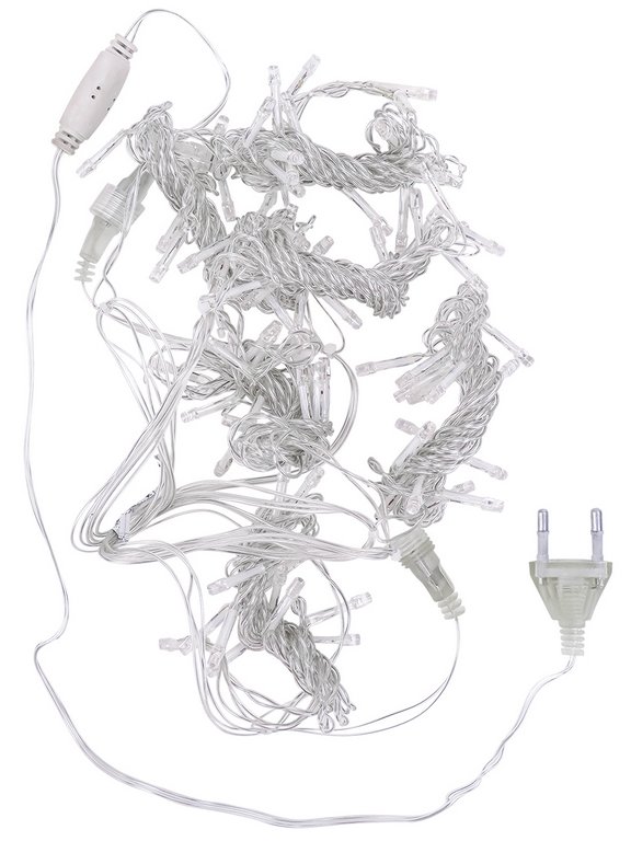 Гирлянда комнатная Занавес 1*2м, 96 тёплых ламп, 1 реж., прозрачная нить