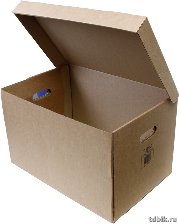 Коробка архивная 480*325*295 мм, микрогофрокартон, с откидной крышкой, цв. бурый