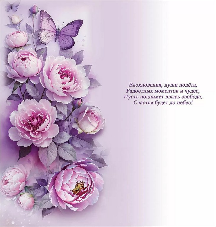 Открытка евроформат "С Днем рождения!" текст