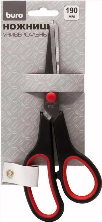 Ножницы 190 мм пластмас. эргоном. рукоятка с резиновыми вставками Buro