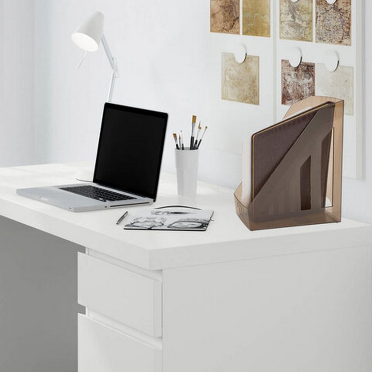 Лоток вертикальный 85 мм BRAUBERG "Contract" тонированный коричневый