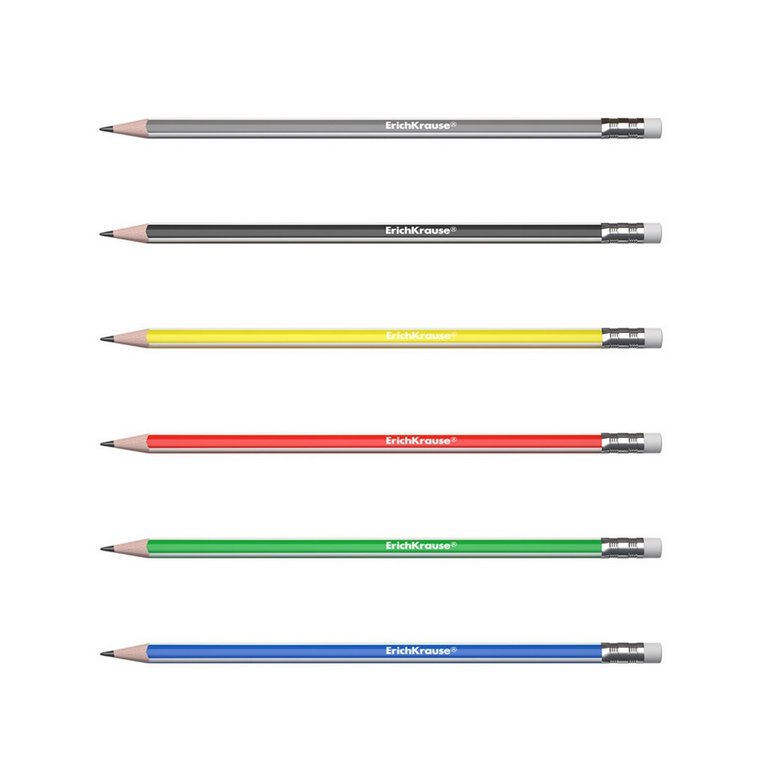 Карандаш ч/г HB пласт. корпус трехгранный ErichKrause "Classic triangle" с ластиком ассорти